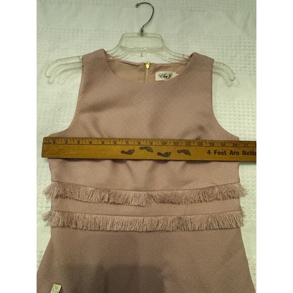 Eliza J Pink Sz 4 Shift Knee Length Sleeveless Dress Tweed Light Academic - Picture 9 of 10